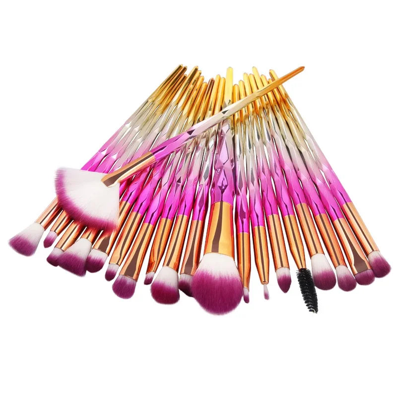 20Pcs Makeup Brush Set with Powder, Blush, Eye Shadow & Lip Brushes - Portable Cosmetic Tools