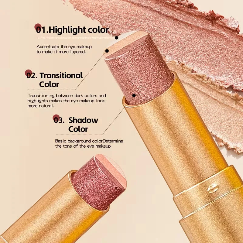 3-in-1 Matte & Shimmer Eyeshadow Stick - Long Lasting Multicolor Eye Makeup