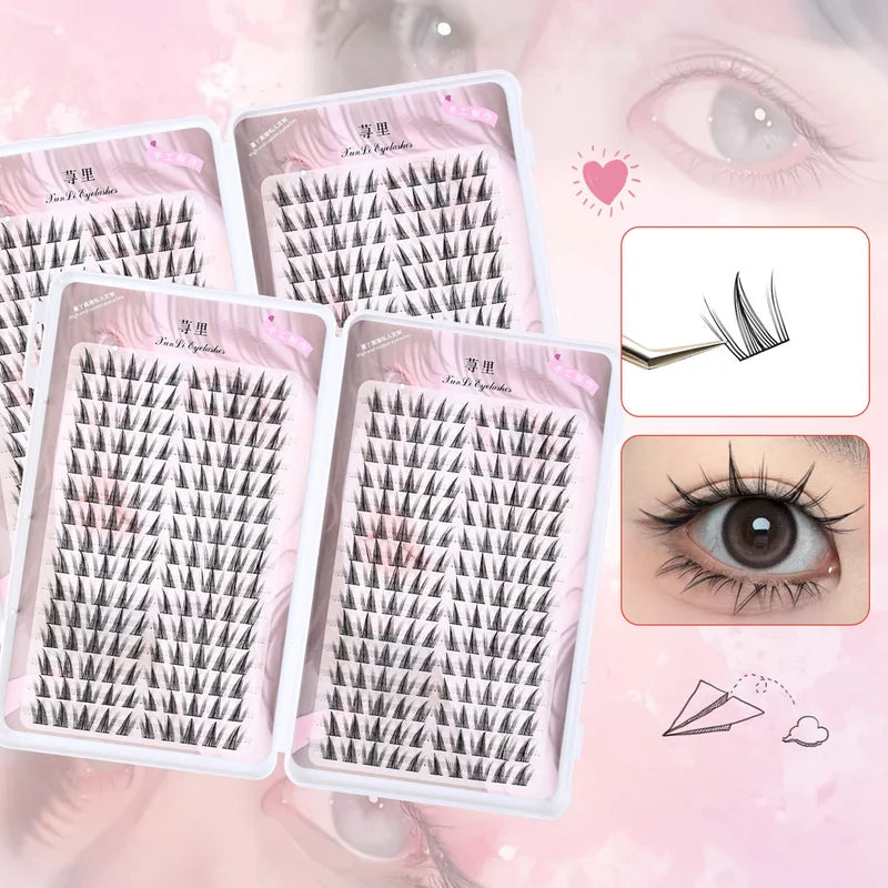 3D Wispy Fluffy Fake Eyelashes Cluster for Natural Eye Makeup DIY Lash Extension