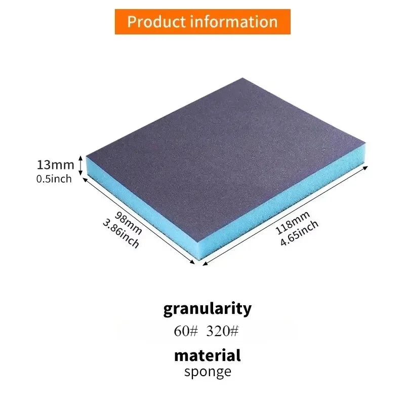 Wet Dry Sanding Sponges 2 Pack 60-320 Grit for Metal Wood Polishing Reusable Abrasive Blocks 120x96x13mm