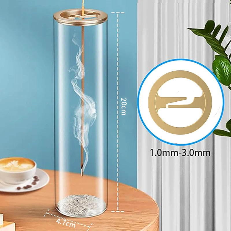Modern Glass Incense Burner with Ash Catcher - Anti-Ash Flying Holder for Meditation & Home Decor