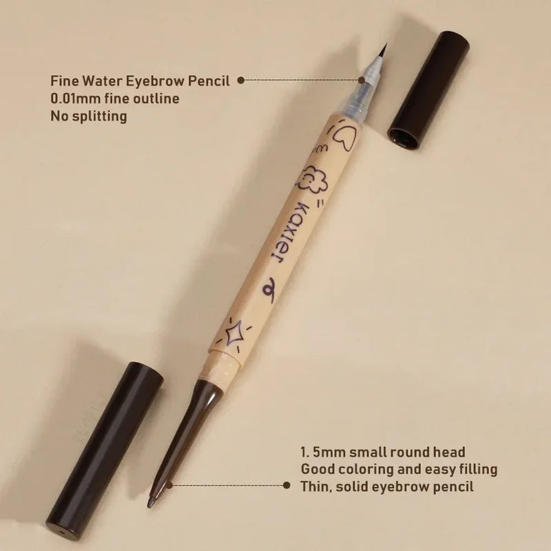 2-in-1 Liquid Eyebrow Tattoo Pencil Waterproof & Easy-to-Color Brow Gel Pen