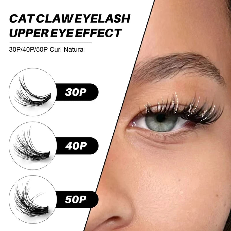 DIY Eyelash Extension Kit with Clusters, Bond & Seal - 200 pcs for Lash DIY