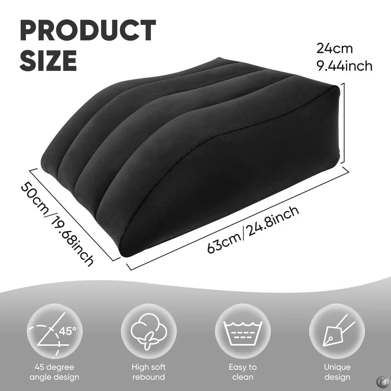 Inflatable Leg Elevation Pillow for Swelling Relief - Portable Wedge for Circulation