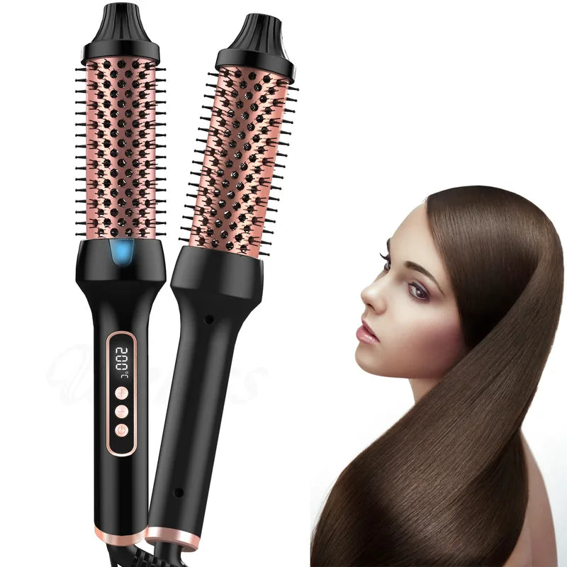 Heated Styling Brush 3-in-1 Ionic Hair Curling & Straightening Tool