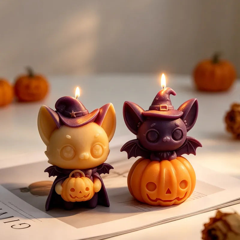 Halloween Pumpkin Bat Silicone Mold for Candle Making & Crafts - DIY Plaster Casting