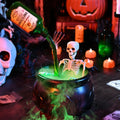 Halloween Witch Cauldron with LED Light & Fog Effect – Spooky Skeleton Decor