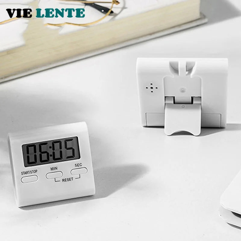 Digital Kitchen Timer LCD Countdown Timer Magnetic Stand White