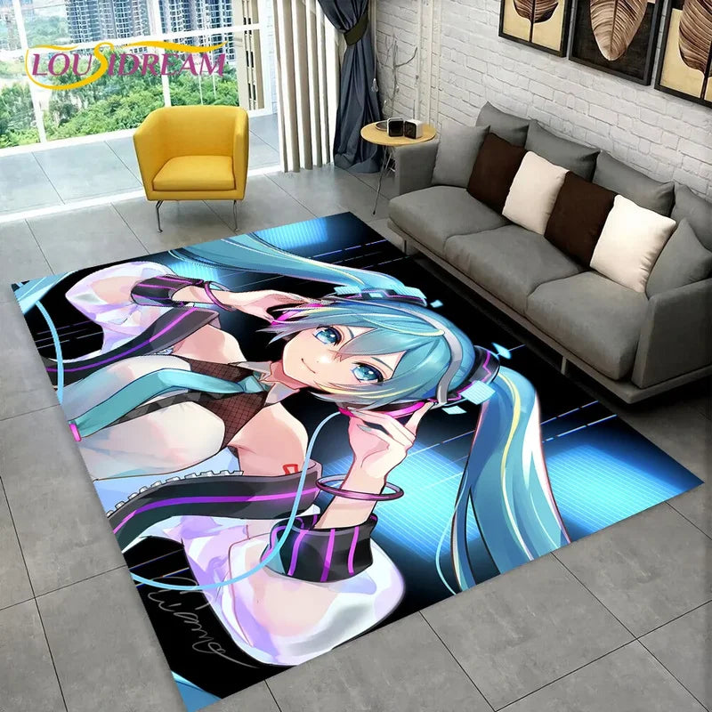 Kids Cartoon Miku Carpet Rug for Living Room Bedroom Non-slip Floor Mat