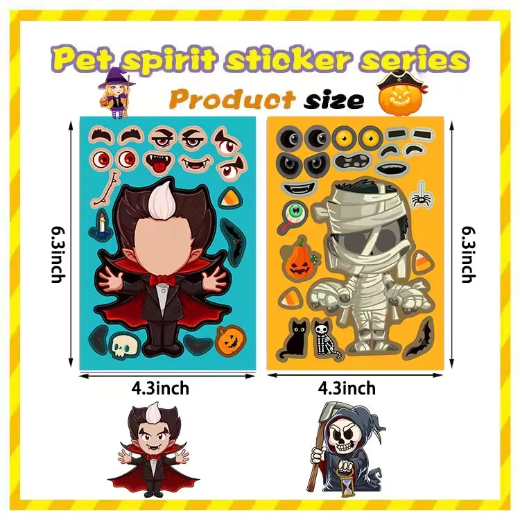 Halloween Character Sticker Sheets for Decorations Party Favors Crafts 8-40 Sheets