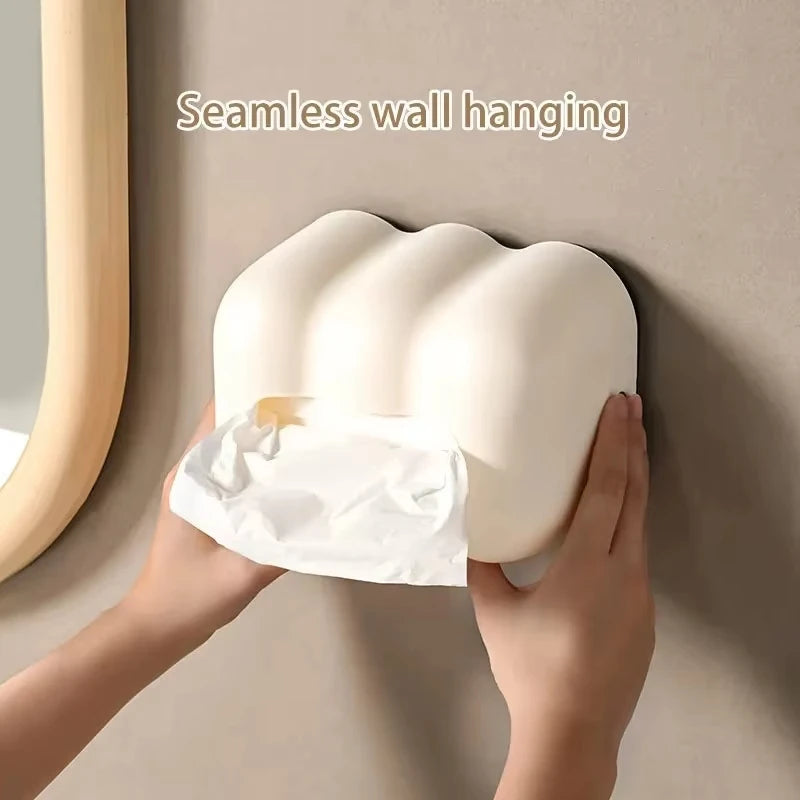 Wall-Mounted Tissue Box Holder with Removable Napkin Dispenser - Cream