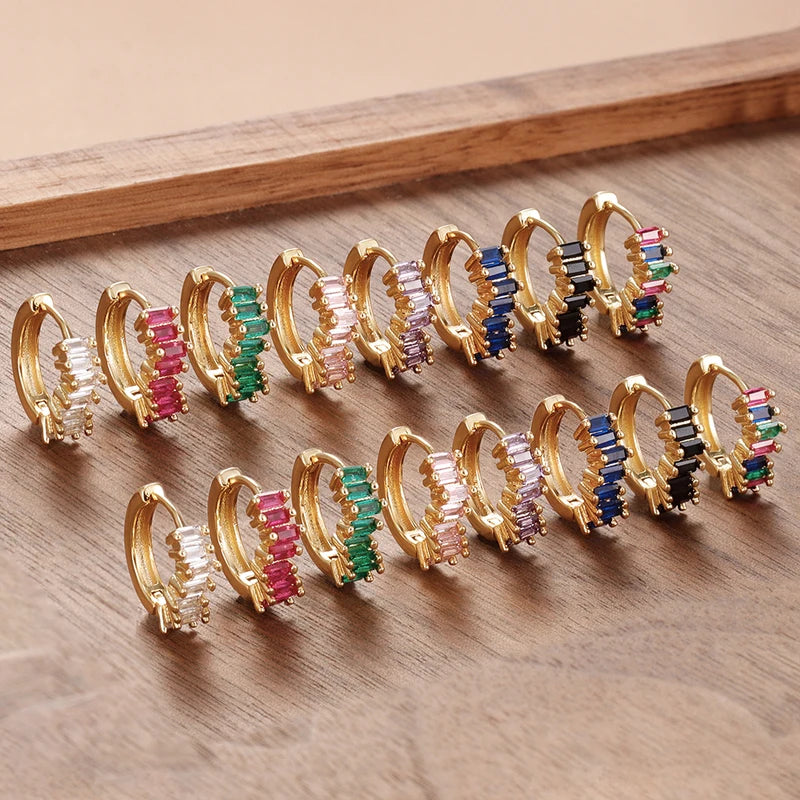 2PCS Stainless Steel Irregular CZ Zircon Hoop Earrings for Women - Small Huggie Cartilage Jewelry