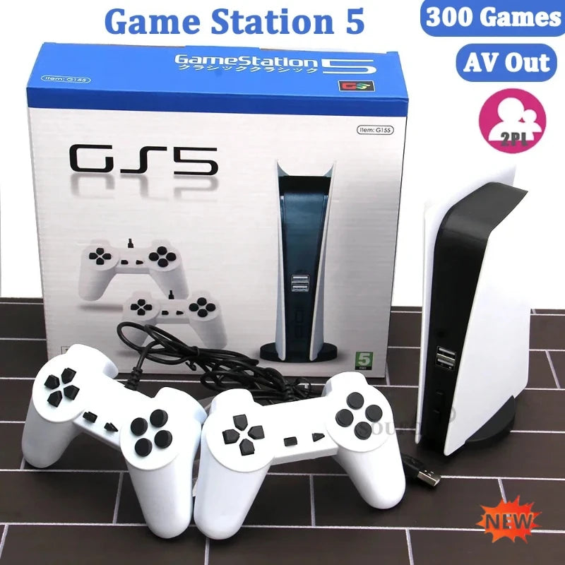 Retro Handheld TV Game Console with 300 Classic Games & Dual Controllers