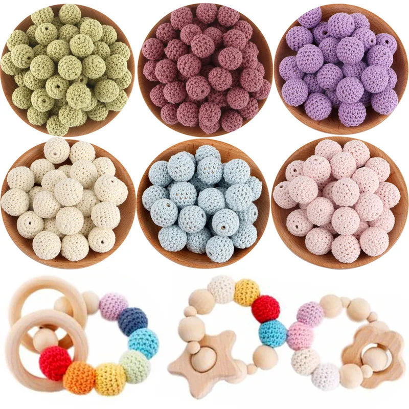 15pcs Round Knitted Yarn Beads for Jewelry Making Charms & Accessories