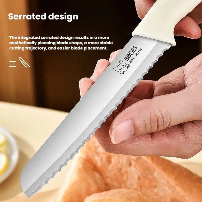 Professional Bread Knife 26cm Stainless Steel Pastry & Cake Slicer - Non-Crumble Serrated Blade