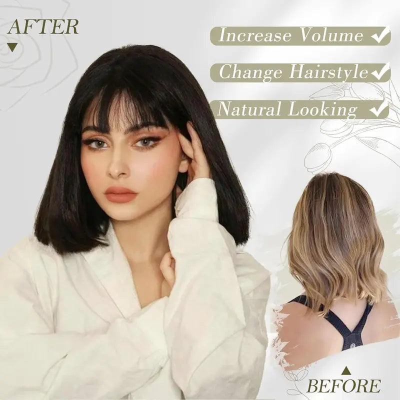Short Bob Wig for Women - 12 Inch Synthetic Hair with Bangs, Natural Look, Halloween & Costume Hair
