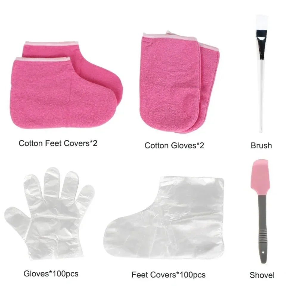 Paraffin Wax Spa Kit for Hand and Foot Care with Cotton Gloves and Wax Brushes