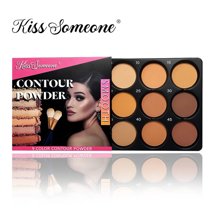 9-Color Powder Contour Palette Matte Contouring Makeup Kit for Face