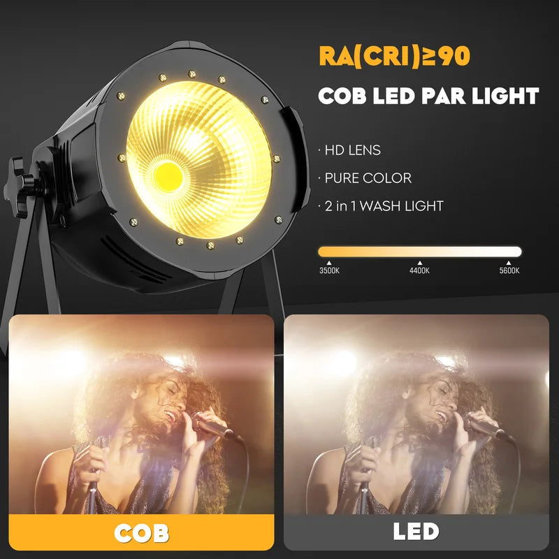 2PCS 100W COB LED Par Stage Lights DJ Wedding Party Effect DMX Control