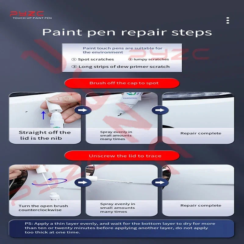 Car Paint Touch Up Pen Kit for Vehicle Scratch Repair - DIY Auto Touch-Up Set