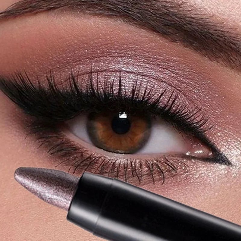 Double Ended Eyeshadow Stick with Sponge Brush - Water-Resistant Cream Makeup Pencil