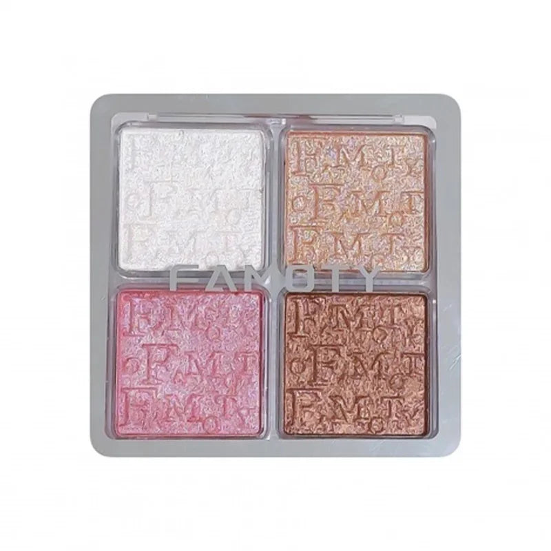 4-Color Face Highlighter Palette Natural Glow Waterproof Glitter Makeup