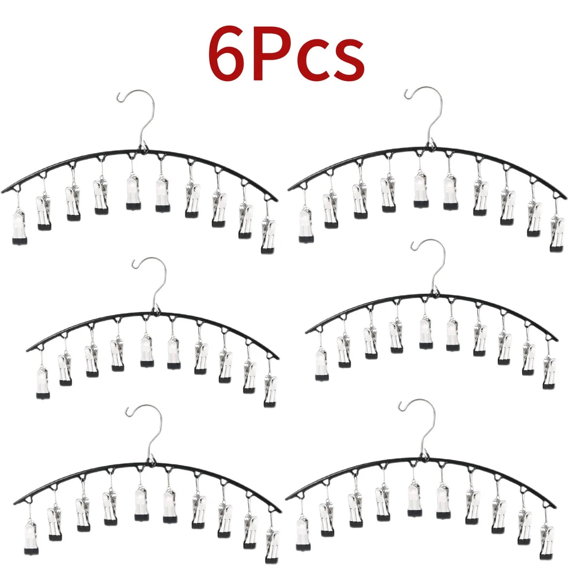 Multi-Shape Metal Hangers with 10 Clothespins for Closet Pants Hats Organizer