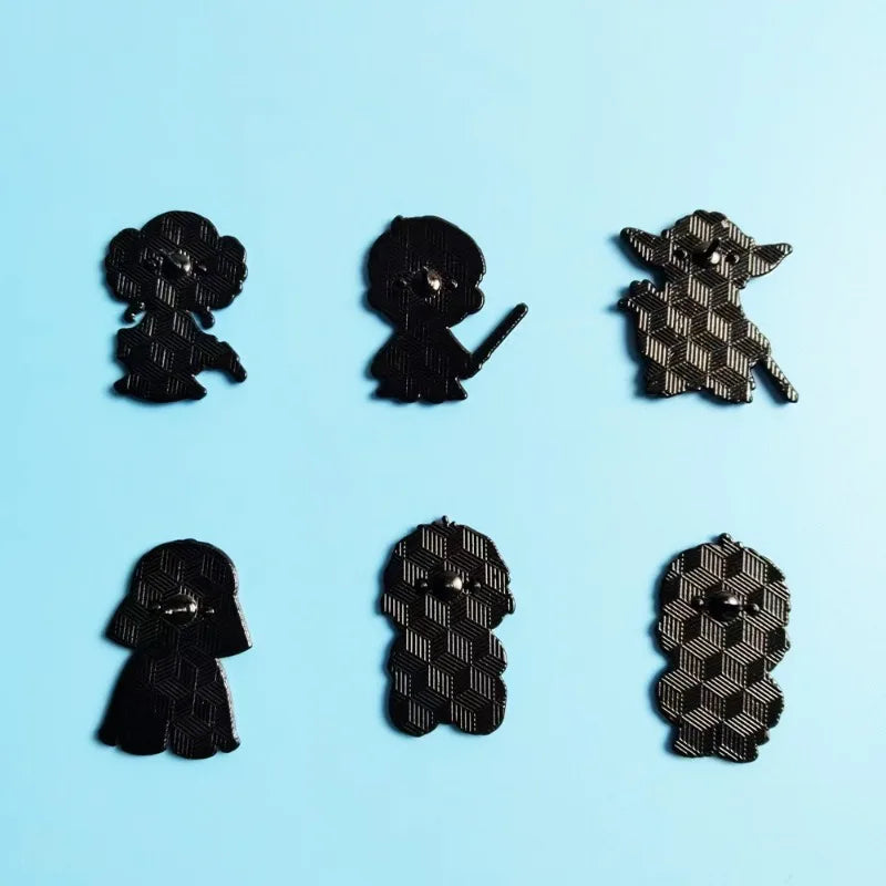 6-Pack Cute Monster Brooch Set with Darth Vader Mandalorian Leia Enamel Pins