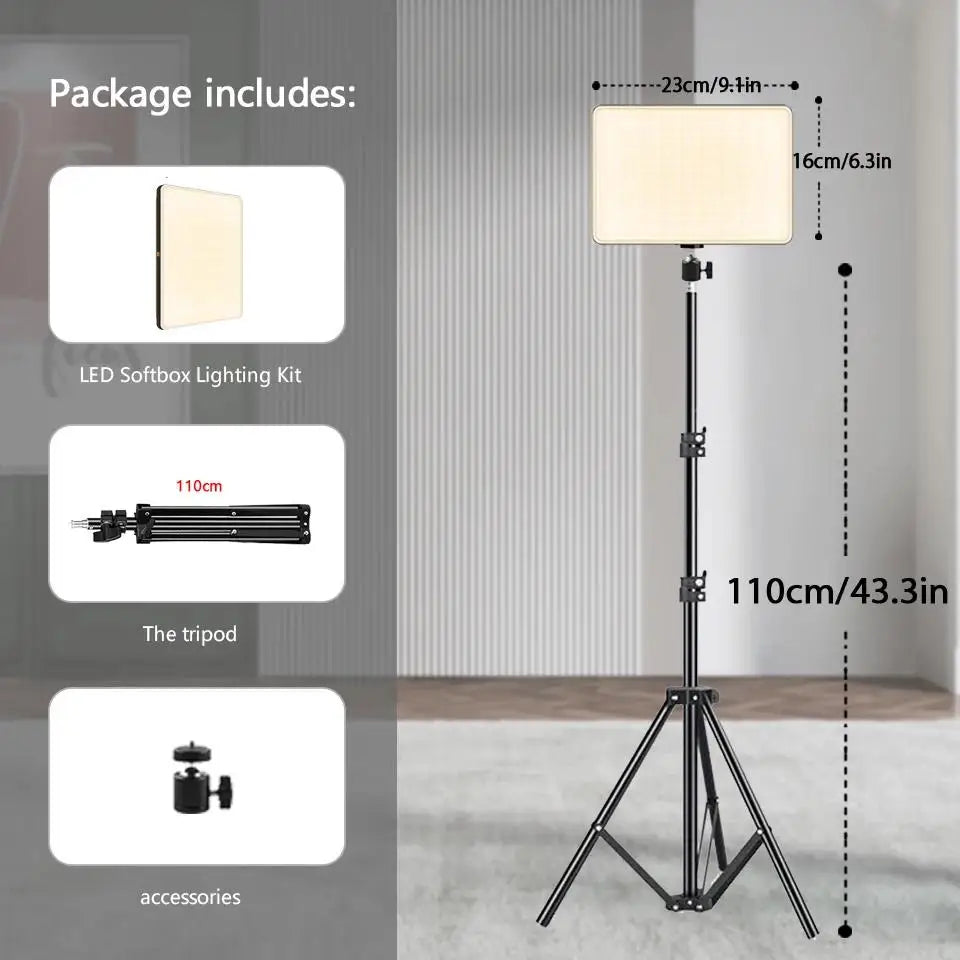 LED Video Lights for Photography and Streaming with Tripod - Selfie & Studio Lamp