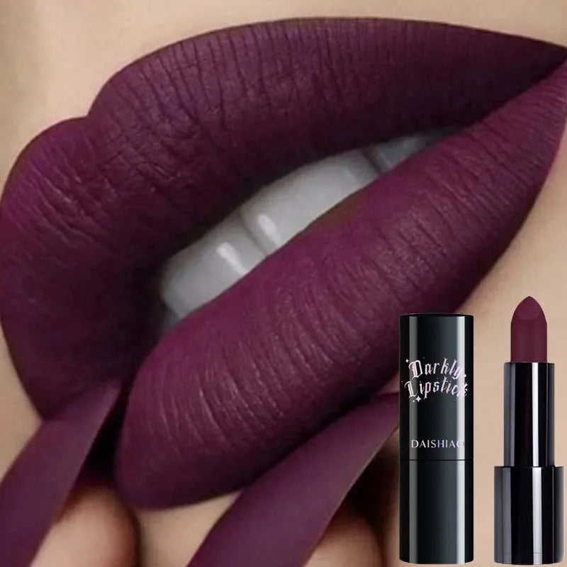Long-Lasting Waterproof Matte Lipstick - Dark Night, Purple & Orange Shades