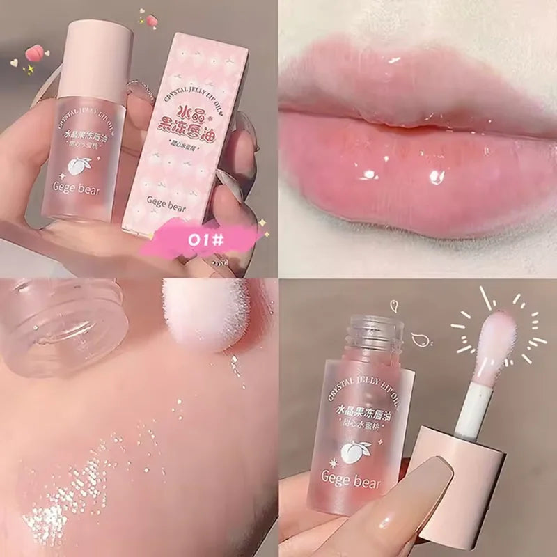 Hydrating Lip Oil with Sheer Pink Tint and Shimmer - Long Lasting Moisturizer & Primer