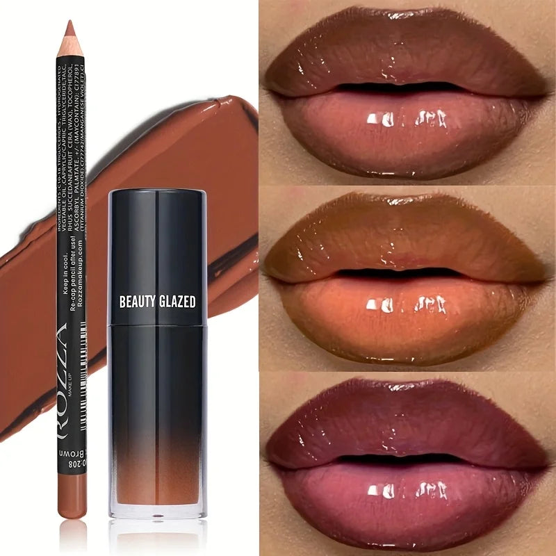 Lip Liner and Lip Oil Set - Waterproof, Long-Lasting, Moisturizing Lip Makeup