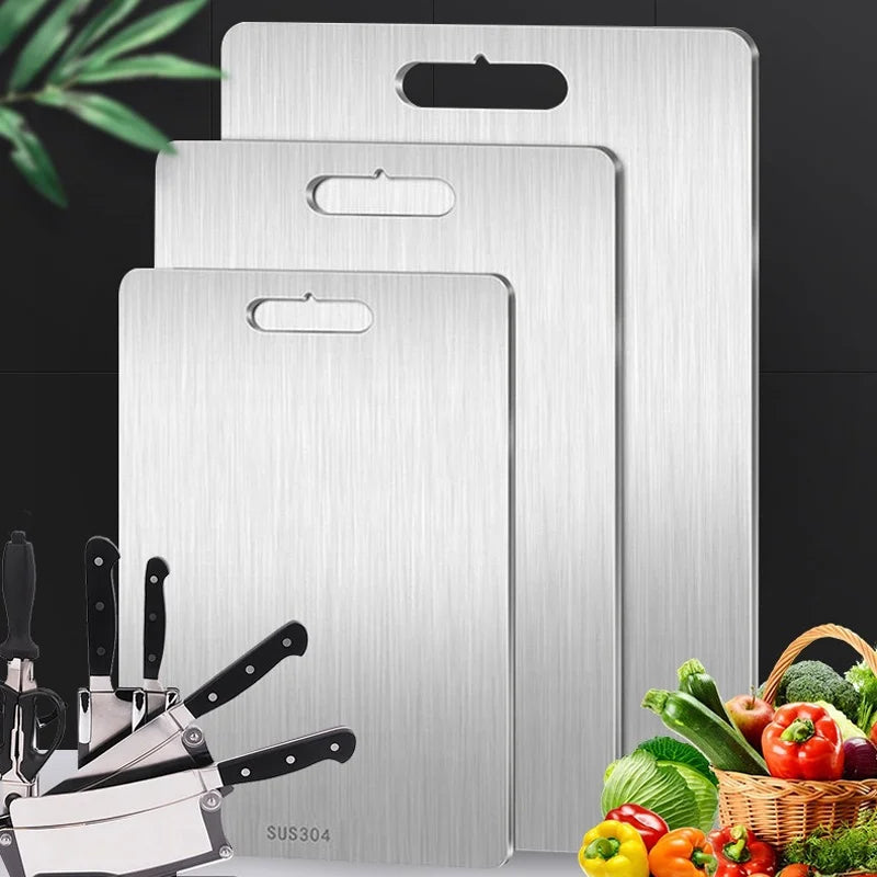 Double-Sided Food Grade Titanium & Stainless Steel Cutting Board - Green, Blue, White, Red
