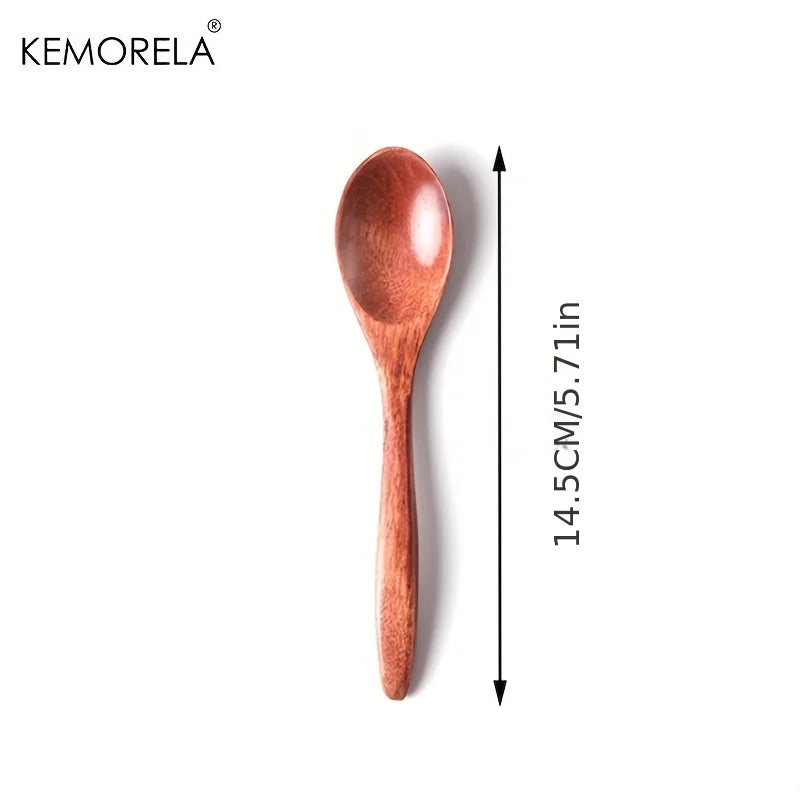 Wooden Tea Spoon Set - Long Coffee & Dessert Spoons Kitchen Flatware