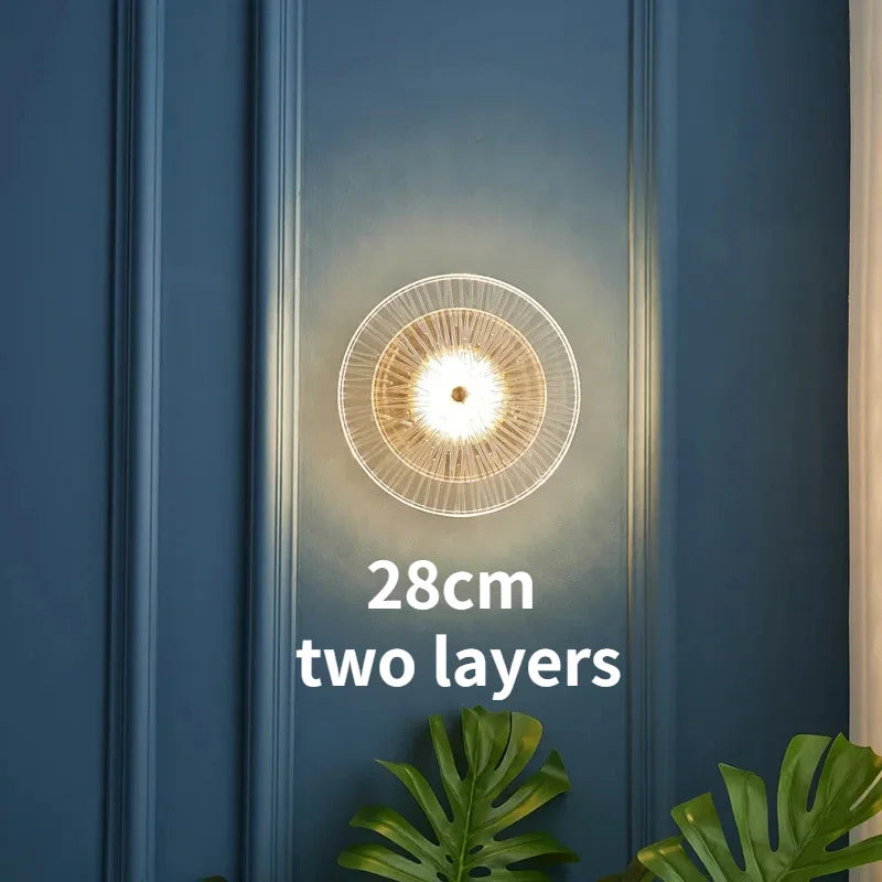 French Wall Sconce Modern Living Room Bedside Wall Lamp with Glass Shade