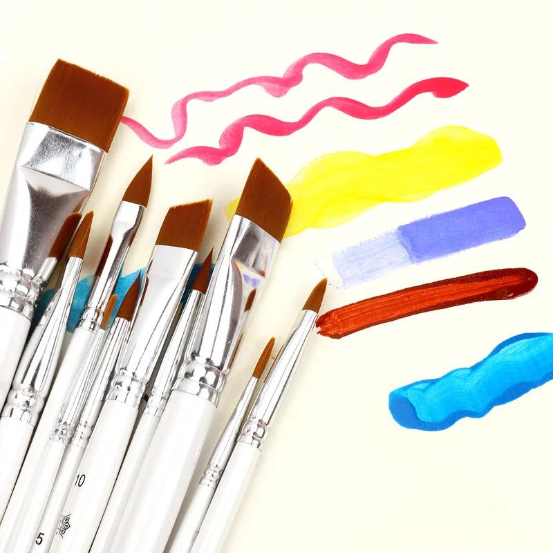 Professional Face Painting Brush Set 10 Pcs - Makeup & Art Tools