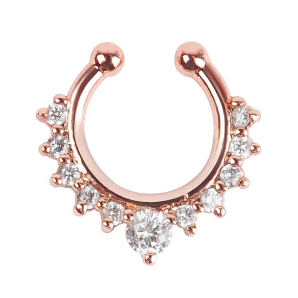 Fake Nose Septum Ring Clip On Hoop Jewelry for Women - Faux Non Pierced Earrings