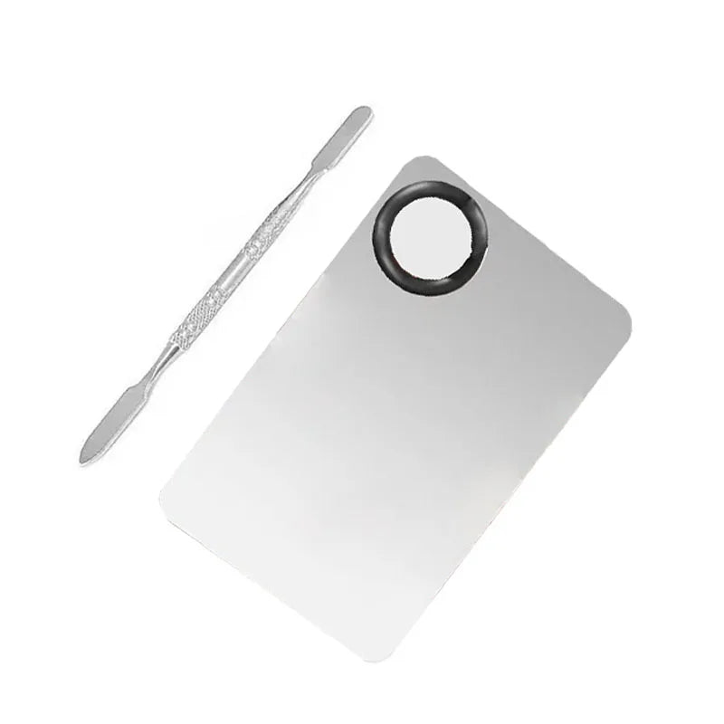 Professional Makeup Mixing Palette Stainless Steel 2-Pack - Cosmetic Spatula Set