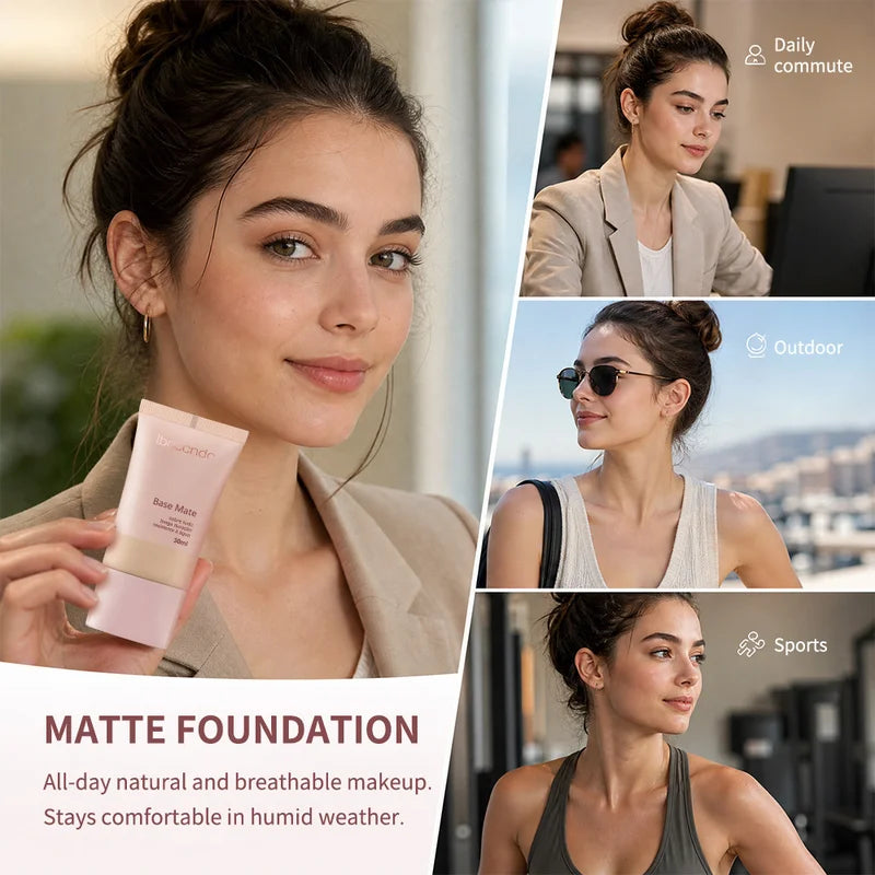 Long-Lasting Waterproof Matte Foundation - Natural Coverage for All Skin Types