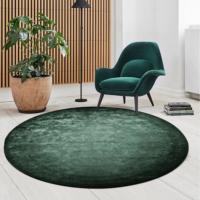 Large Round Plush Carpet Area Rug - Non-Slip Washable Minimalist Bedroom Decor