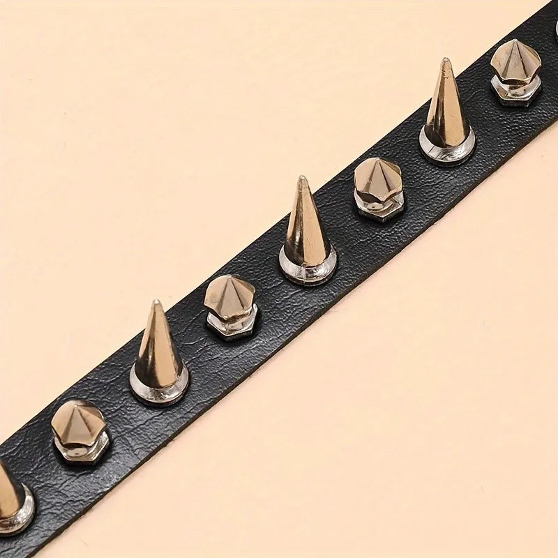 Gothic Punk Rivet Choker Necklace Y2K Style for Men Women - Holiday Gift