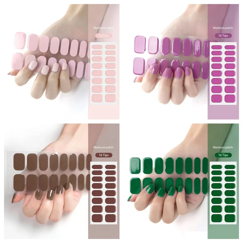 Semi Cured Gel Nail Stickers - Long-Lasting Nail Wraps for UV & LED Light