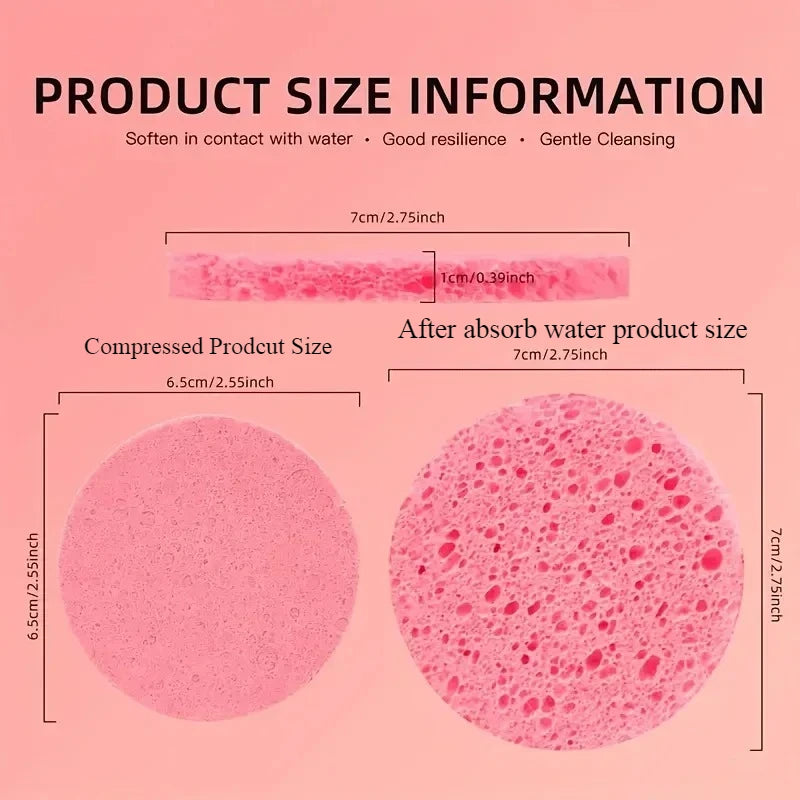 Compressed Facial Sponge Set - Makeup Removal & Exfoliation, Multiple Colors