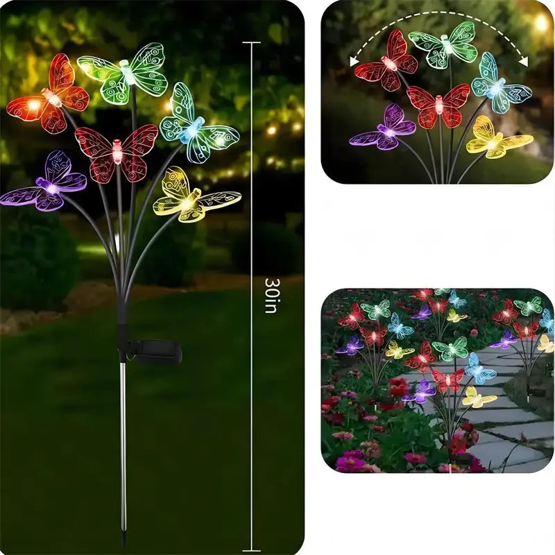 Solar Butterfly Garden Lights Outdoor Waterproof Stake Lights for Yard Pathway Patio