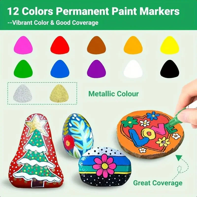 Colorful Waterproof Paint Markers Set for Arts Crafts and DIY Projects - 1/3/6/12Pcs