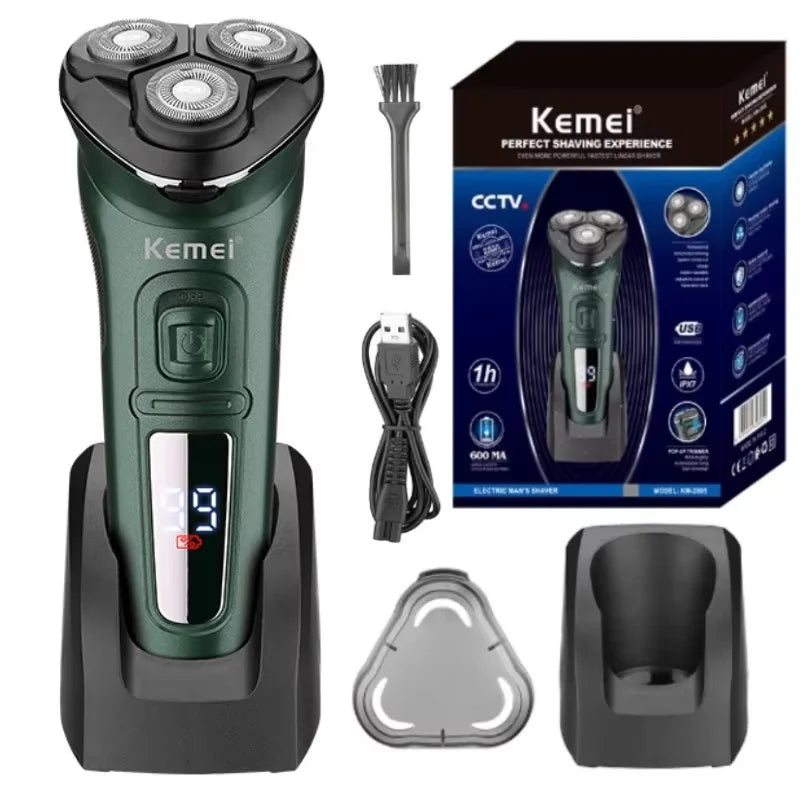 Rechargeable Waterproof Electric Shaver for Men Wet Dry Facial Beard Grooming