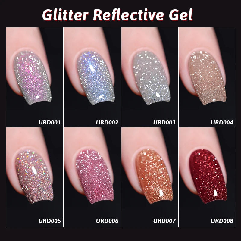 15ml Reflective Glitter Nail Gel Polish - Shiny Semi-Permanent UV & LED Manicure