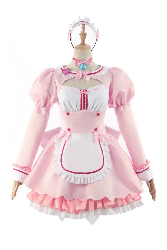 Anime Cat Girl Costume Set for Cosplay and Halloween - Pink & Blue Variants