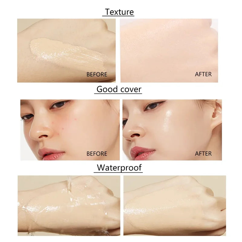 High Coverage Liquid Foundation Makeup Base Waterproof Concealer BB Cream for Face