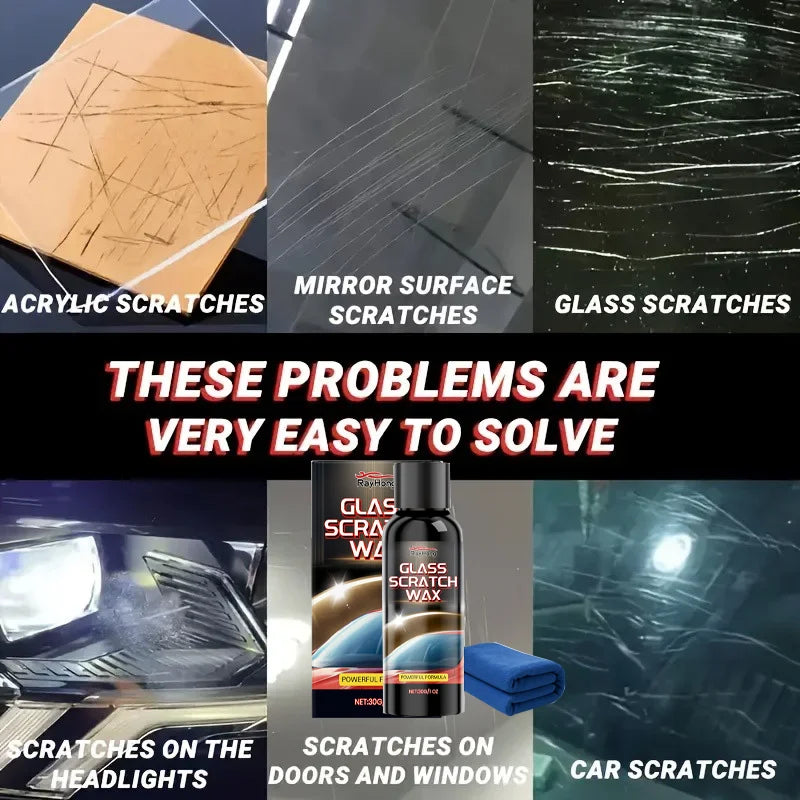 Glass Scratch Repair Wax - Car Window Deep Scratch Remover & Protectant